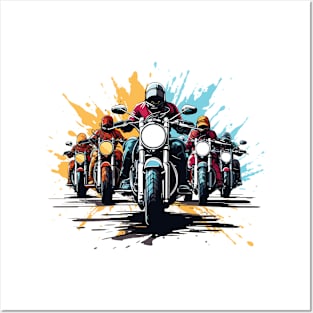 Bikers Racing Illustration Posters and Art